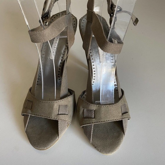 STELLA MCCARTNEY Sandal Open Toe Ankle Strap Suede Canvas Buckle Cone He… - Picture 3 of 11
